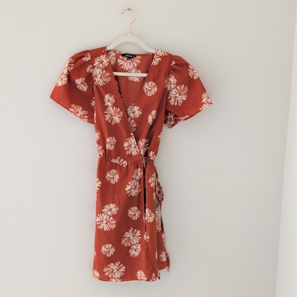 Madewell floral Wrap Dress in Rust - Size Small
